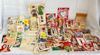 Lot Ephemera Letters, Greeting Cards More