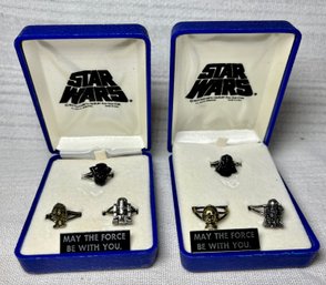 (2) Star Wars 1970s Silver Metal Ring May The Force Be With You Original Boxes