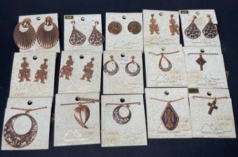 Lot Vintage New (old Stock) Wheeler Navajo Copper Jewelry Earrings Necklaces