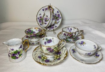 Lot Antique Porcelain China Sweet Violets Tea Cups Napco Royal Heidelberg More