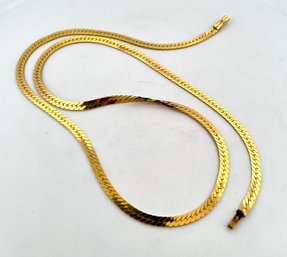 14K SOLID YELLOW GOLD HERRINGBONE CHAIN NECKLACE  22.7 GRAMS 24 INCHES GEMSTONE JEWELRY