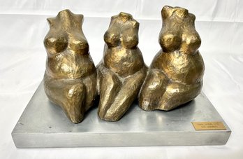 Vintage 'Three Sisters' Cast Bronze Metal Sculpture Signed Neil Lieberman
