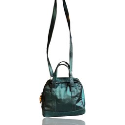 GUCCI Bamboo Guccissima Shoulder Bag Leather Nylon Green Authentic Tote Purse Handbag Vintage