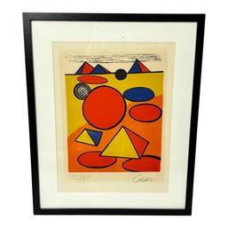 Signed Alexander Calder 'Hommage A San Lazzaro' Original Lithograph Print In Wooden Frame Numbered MCM