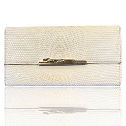 Cartier Panthere Small Long Patent Leather Clutch Wallet White