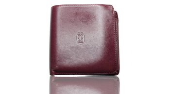 CARTIER Bi -fold Wallet Mastrin Bordeaux Leather Authentic USED