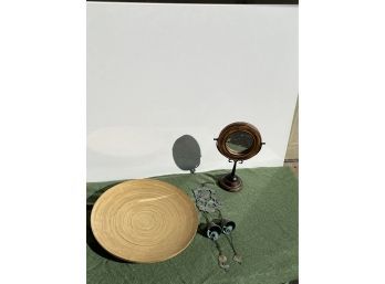 Large Wooden Platter, Wind Chime, Vanity Table Mirror