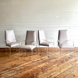 Set Of 4 Vintage Lucite Upholstered Chairs