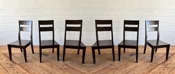 6 Crate & Barrel Basque Honey Dining Chairs
