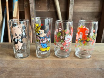 4 VINTAGE GLASSES, STRAWBERRY SHORTCAKE, DISNEY