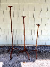 SET OF 3 RUSTY IRON OUTDOOR CANDLE HOLDERS