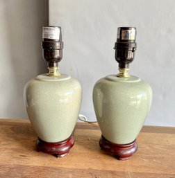 PAIR OF SMALL CONTEMPORARY ASIAN STYLE LAMPS