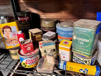 LARGE COLLECTION OF VINTAGE TINS AND PACKAGING