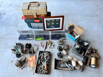 LARGE LOT OF MISC FISHING GEAR, TACKLE BOXES