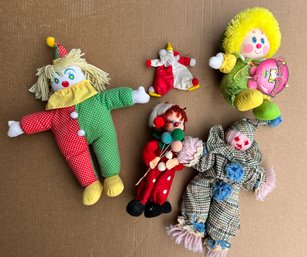 Group Of Stuffed Clown Dolls