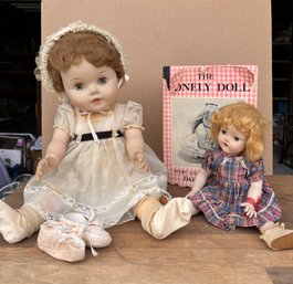 2 Vintage Dolls And Book