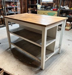Large Butcher Block / Stainless Steel Island, Kitchen Counter