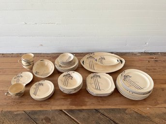 Lot Of American Chinaware Dishes W/ Bamboo Pattern