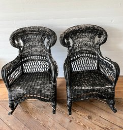 Pair Of Vintage Wicker Rocking Chairs