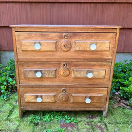 ANTIQUE CARVED CHEST OF DRAWERS, SMALL DRESSER