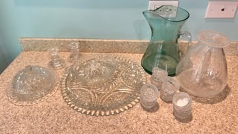 LOT OF VINTAGE CLEAR  CUT GLASS