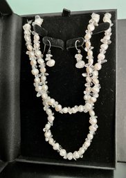 COLDWATER CREEK PEARL EARRING & NECKLACE SET IN BOX