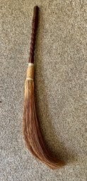 FIREPLACE BROOM WITH CARVED WOOD HANDLE