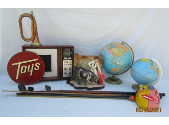 Lot Of Vintage Items, Including 2 Globes