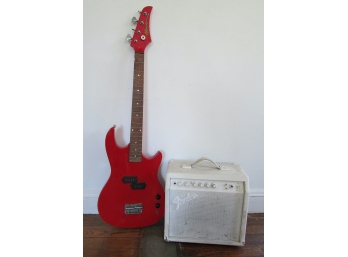 Fender Amp (Painted) And Kids Hondo Bass Guitar