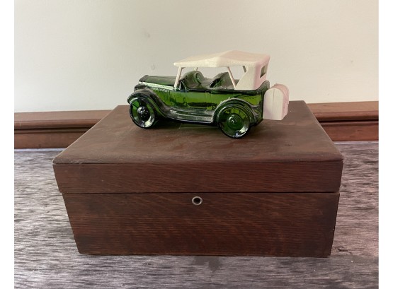 Wood Box & Car Figural Decanter