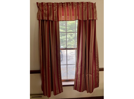 4 Pairs Red Striped Curtains