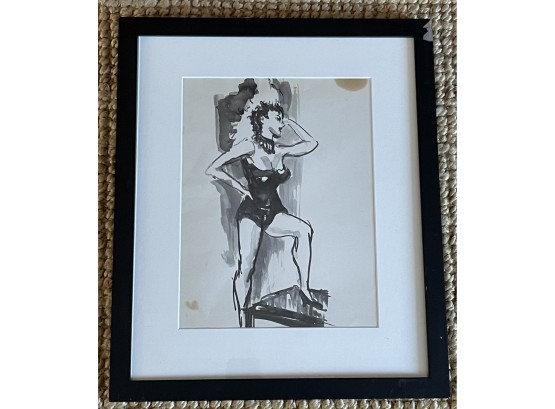 Framed Work On Paper Burlesque Dancer / Showgirl
