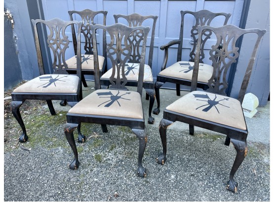 6 Claw-Foot Dining Chairs (One Armchair)
