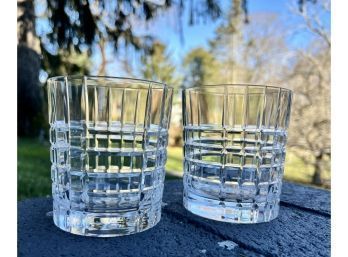 Pair Of Tiffany & Co. Crystal Plaid Old Fashioned Glasses