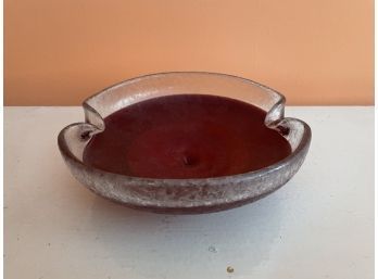 Red & Clear Art Glass Bowl