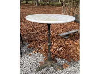 Marble Top Bistro Table With Cast Iron Base