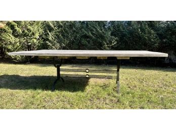 8' Farmhouse Dining Table Wood With Iron Base