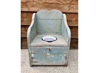 Antique Potty Chair With Enamel Insert