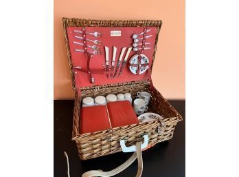 Vintage Sirram English Picnic Set With Staffordshire Dishes