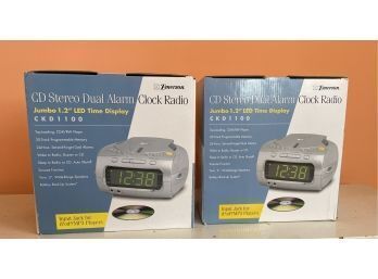 2 Emerson CD Stereo Dual Alarm Clock Radios