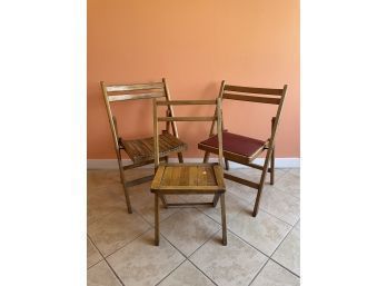 3 Vintage Wood Folding Chairs