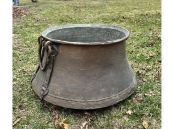 Large Antique Copper Ash Bucket / Fire Pit / Log Holder