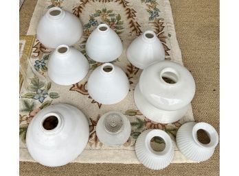 Group Of Vintage Milk Glass Shades