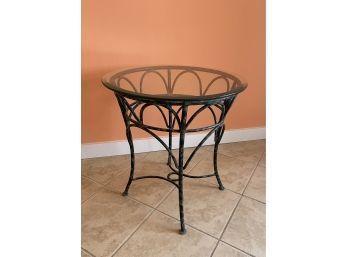 Low Glass Top Circular Side Table