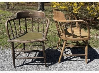 2 Captains Style Wood Armchairs