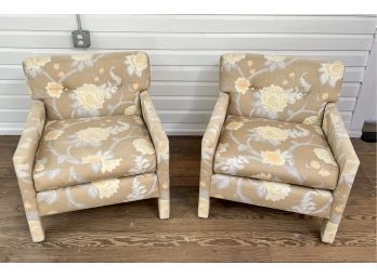 Pair Of Upholstered Low Club Chairs