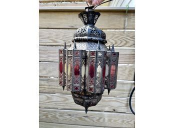 Vintage Stained Glass Moroccan Hanging Lantern