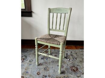 Green Painted Rush Seat Chair