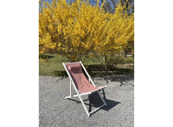 Vintage French Painted Striped Beach Chair