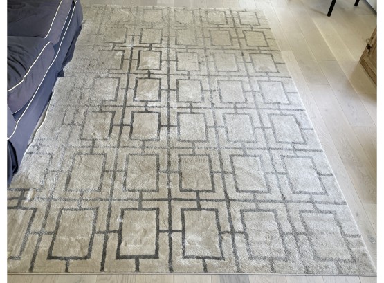 Contemporary White & Grey Patterned Rug